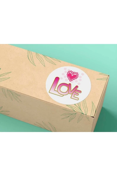 Aşk Love Etiketi Yuvarlak Mat Stıcker 4 Cm (40 ADET) ürün görseli 1