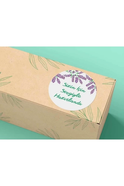 Sizin Için Sevgiyle Hazırlandı Sticker Lavanta Model Mat Etiket 4 Cm (100 Adet) ürün görseli 1
