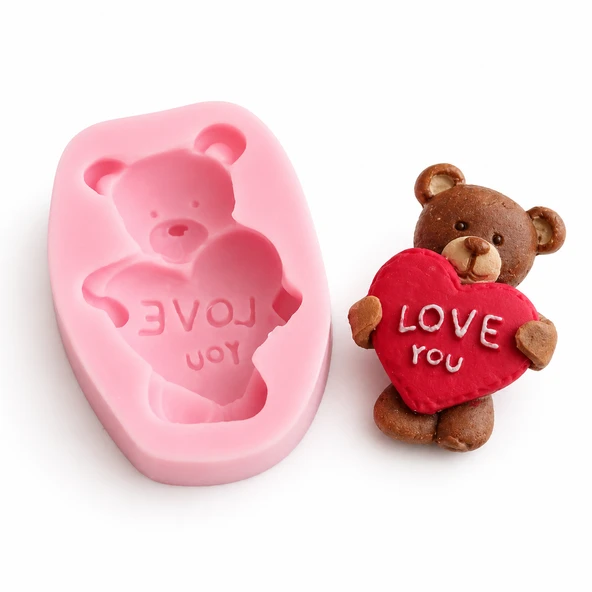 1124 - Silikon Kalıp Mum Kalıbı - Ayıcık I Love You ürün görseli 1