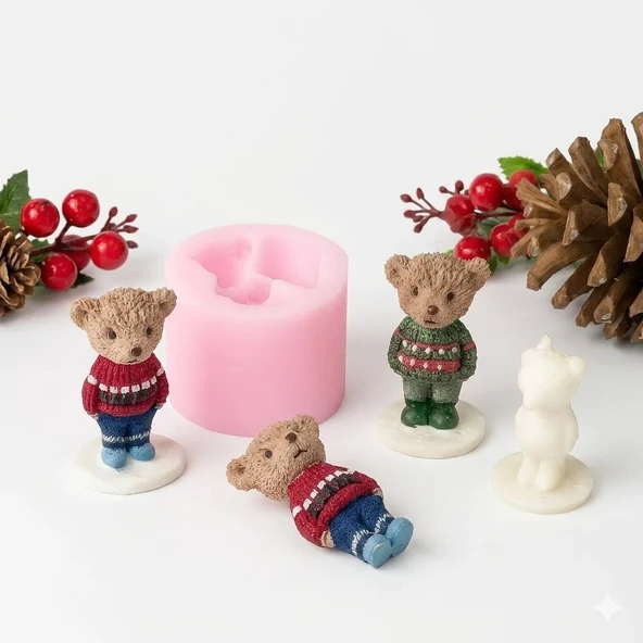 1154 - Silikon Kalıp Mum Kalıbı - Minik Teddy Ayıcık ürün görseli 1