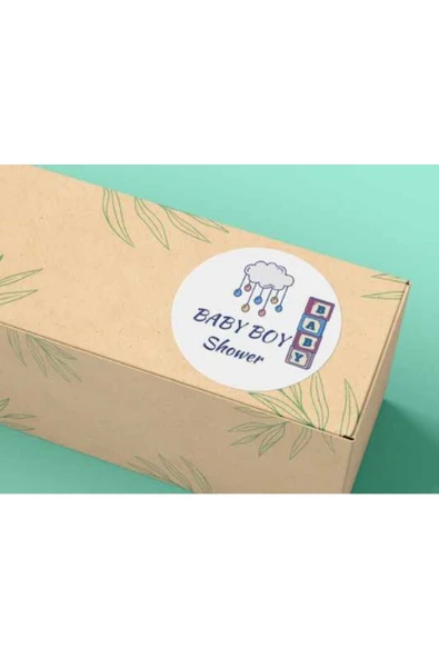 Erkek Bebek Partisi Sticker Baby Boy Mat Etiket Baby Shower Serisi 4 Cm (40 Adet) ürün görseli 1