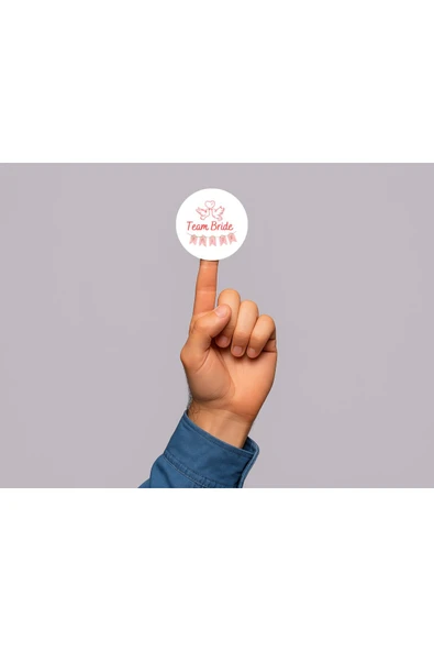 Pembe Team Bride Etiketi Bekarlığa Veda Daveti Mat Yuvarlak Sticker Düğün Serisi 4 Cm (45 ADET) ürün görseli 1