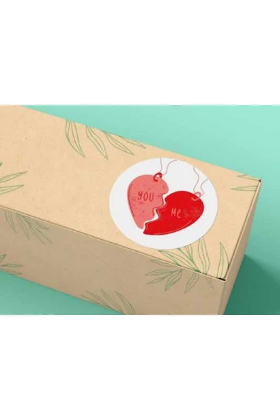 You and Me Etiketi Yuvarlak Mat Çıkartma Valentine's Day Round Sticker 4 Cm (40 Adet) ürün görseli 1