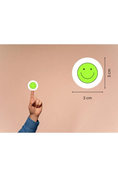 Yeşil Emoji Gülen Suratlar Etiketleri Sevimli Gülümseyen Yüz Yuvarlak Mat Sticker 3 Cm (95 ADET) ürün görseli 1