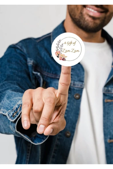 İngilizce Zemzem Hediyesi Sticker A Gift of Zam Zam Umre Hajj Etiketi Round 4 Cm (40 ADET) ürün görseli 1