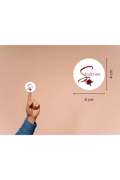 Shukran Etiketi Hediye Sticker Gift Arapça Teşekkür Yuvarlak Mat Çıkartma 4 Cm (40 ADET) ürün görseli 1