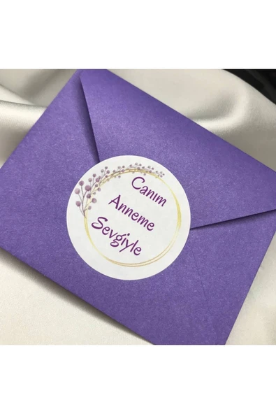 Canım Anneme Sevgiyle Çelenkli Sticker Mom Anneler Günü Etiketi Yuvarlak 4 Cm (40 Adet) ürün görseli 1