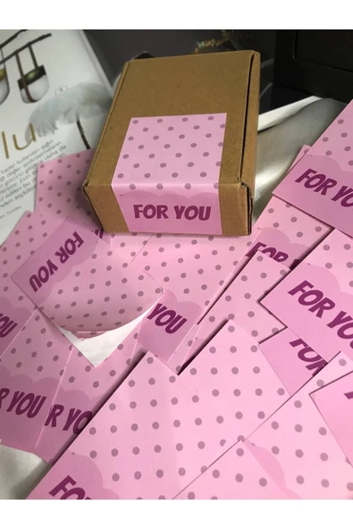 Pembe For You Kuşe Parlak Selefonlu Dikey Etiket Dikdörtgen Senin Için 8,1x5 Cm - (40 ADET) ürün görseli 1