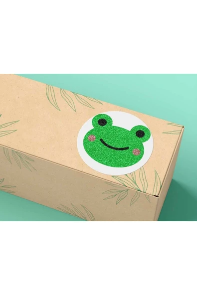 Kurbağa Resimli Etiket Yeşil Yuvarlak Mat Sticker Karne Çocuk 4 Cm (100 Adet) ürün görseli 1