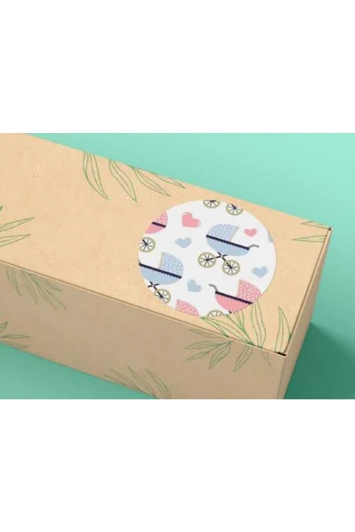 Bebek Cinsiyet Partisi Sticker Mat Etiket Baby Shower Serisi 4 Cm (40 Adet) ürün görseli 1