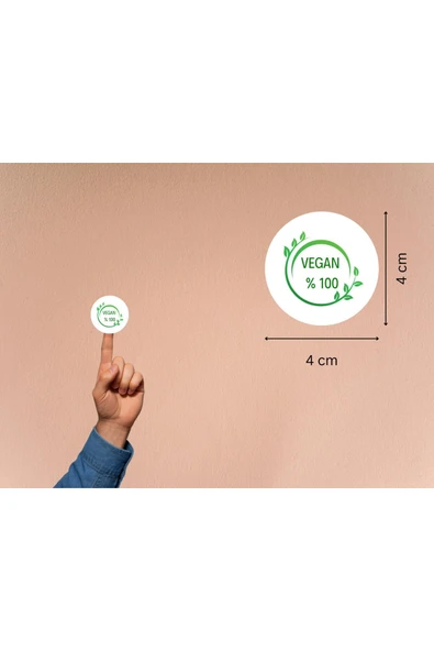 Beyaz Vegan Yeşil Gıda Etiketleri Alerjen Yuvarlak Mat Sticker 4 Cm (40 Adet) ürün görseli 1
