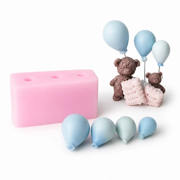 1178 - Silikon Kalıp Mum Kalıbı - 3B Balonlar ürün görseli 1