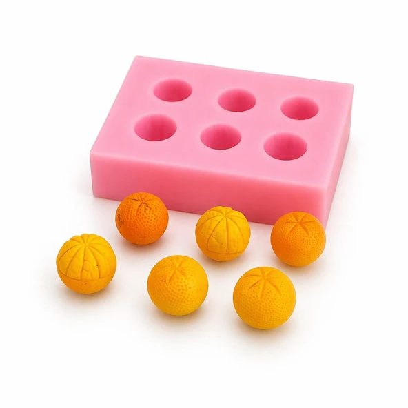1083 - Silikon Kalıp Mum Kalıbı - 6lı Minik Portakal ürün görseli 1