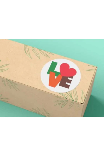 Colourful Love Etiket Yuvarlak Mat Çıkartma Sevgililer Günü Round Sticker 4 Cm (40 Adet) ürün görseli 1