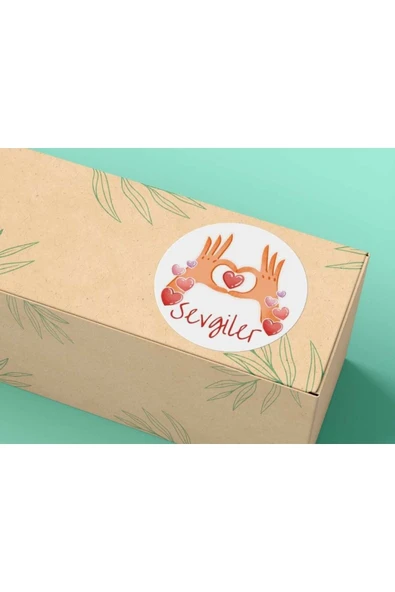 Sevgiler Etiketi Kırmızı Kalp Yuvarlak Mat Sticker 4 Cm (100 ADET) ürün görseli 1