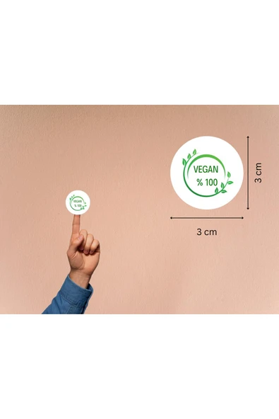Vegan Beyaz Yeşil Gıda Etiketleri % 100 Vegan Alerjen Yuvarlak Mat Sticker 3 Cm (95 Adet) ürün görseli 1