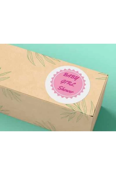 Baby Girl Shower Etiket Pembe Sevimli Sticker Mat Etiket Baby Shower Serisi 4 Cm (40 Adet) ürün görseli 1