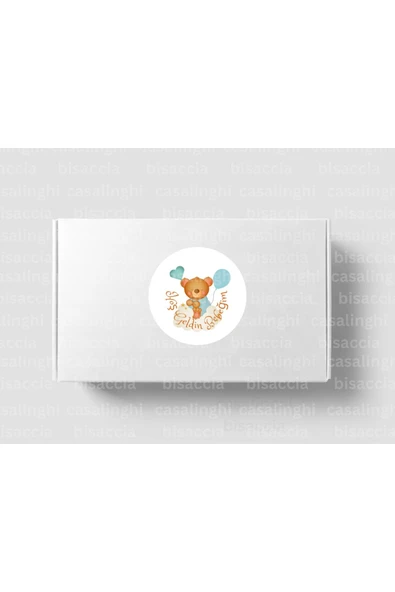 Hoş Geldin Bebeğim Etiketi Ayıcık Baskılı Yuvarlak Mat Çıkartma Cute Round Sticker 4 Cm (45 Adet) ürün görseli 1