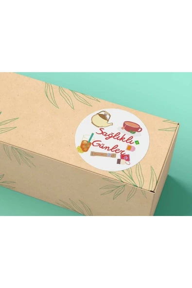 Sağlıklı Günler Etiketi Yuvarlak Mat Stıcker 4 Cm (100 Adet) ürün görseli 1
