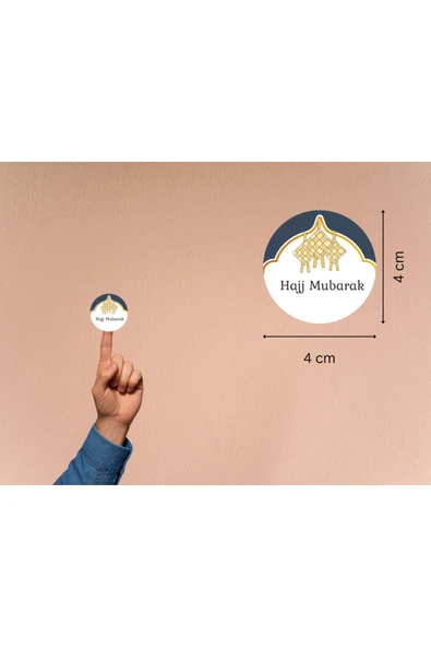 Hajj Mubarak Etiketi Hediye Sticker Gift Umre Hajj Yuvarlak Mat Çıkartma 4 Cm (40 ADET) ürün görseli 1