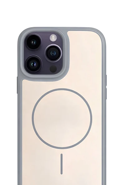 iPhone 15 Pro 6.1" MagSafe Destekli Premium Soft Silikon Kılıf Gri ürün görseli 1