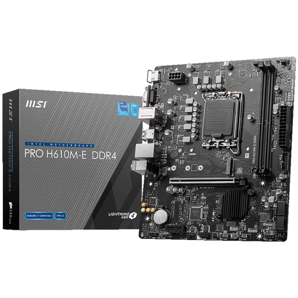 MSI PRO H610M-E DDR4 3200MHZ M.2 mATX 1700p ürün görseli 1