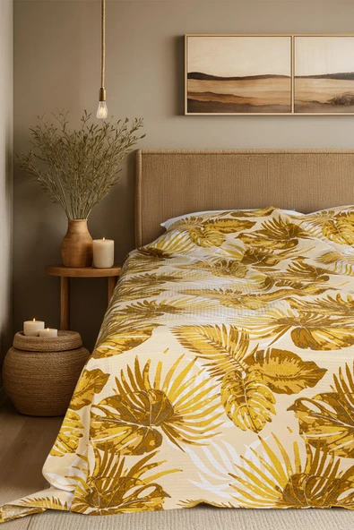 Cotton Collection Tek Kişilik Yatak Örtüsü Palmera ürün görseli 1