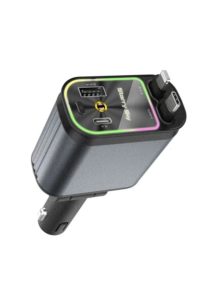 4’ü 1 Arada Çift Usb Bağlantı Çakmaklık, Type-c Hızlı Şarjlı 66w,geri Çekilebilir Araç Telefon Şarj Cihazı P83451S1751 ürün görseli 1
