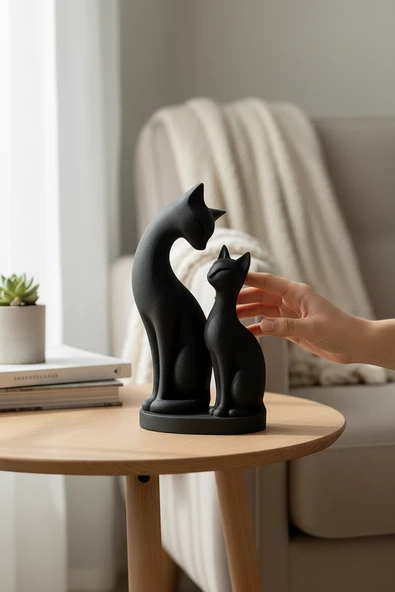 Anne Kedi ve Yavru Kedi Figürlü Biblo ürün görseli 1