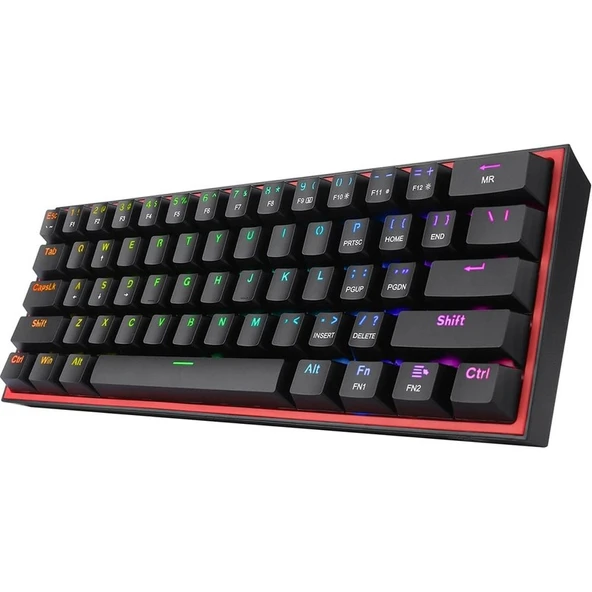 Redragon K617-RGB Fızz Rgb %60 Kablolu Mekanik Klavye, Türkçe, Red Switch, Siyah ürün görseli 1