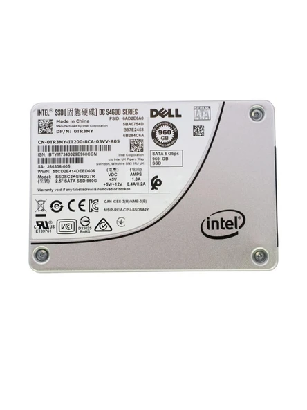 DELL İNTEL DC S4600 Series 960GB Sata 6Gbps 2.5" Server Sunucu SSD SSDSC2KG960G7R J66336-002 0TR3MY ürün görseli 1