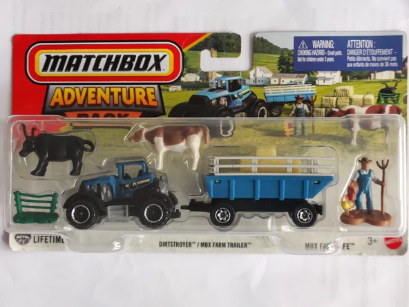 Matchbox Adventure Pack Dirtstroyer Mbx Farm Trailer Çiftlik Traktör Mavi ürün görseli 1