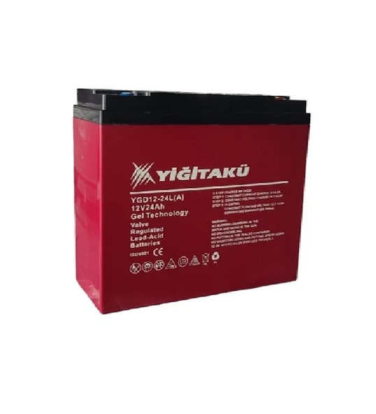 YİĞİT AKÜ 12 Volt  24 Amper (24Ah) Dik Elekrikli Bisiklet Aküsü 2026 ÜRETİM Jel Akü  EBATLAR: 169x179x78mm ürün görseli 1