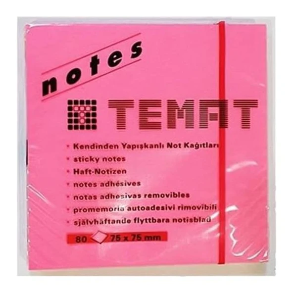 Temat Yapışkanlı Not Kağıdı Küp Fosforlu Renk 75X75 Mm ürün görseli 1