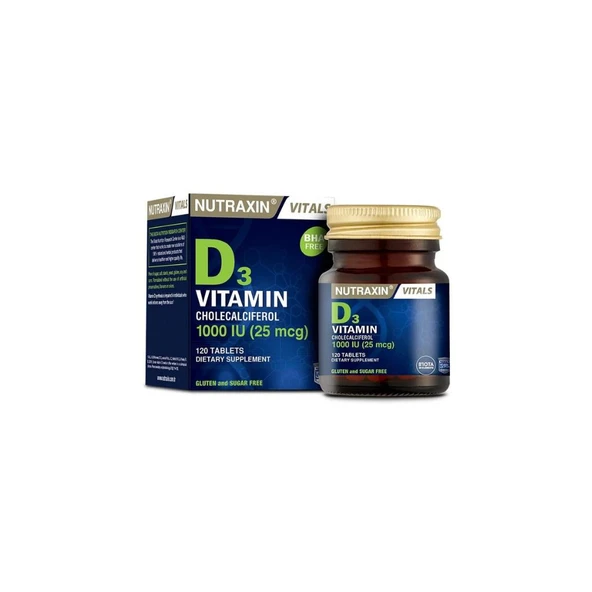 Nutraxin Vitals Vitamin D3 1000 uq 120 Tablet ürün görseli 1