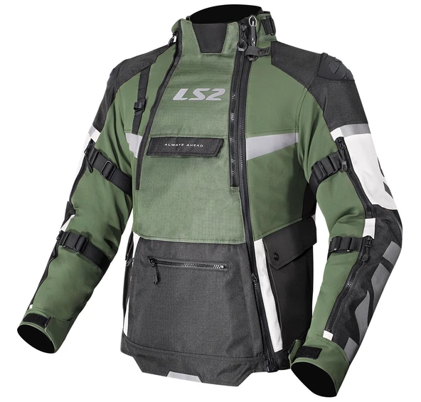 LS2 X-Master Siyah-Yeşil-Gri 4 Mevsim Motosiklet Montu ürün görseli 1