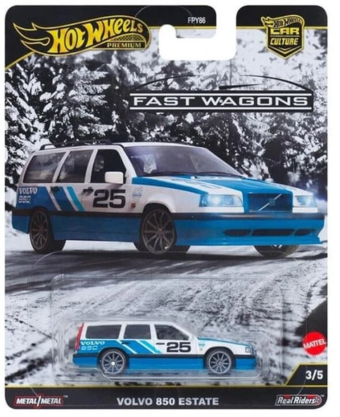 Hot Wheels Premium Fast Wagons - Volvo 850 Estate Beyaz - Mavi ürün görseli 1