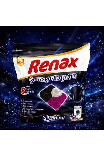 RENAX ÇAMAŞIR KAPSÜLÜ 30 YIKAMA 5 FAKTÖR SİYAHLAR ürün görseli 1