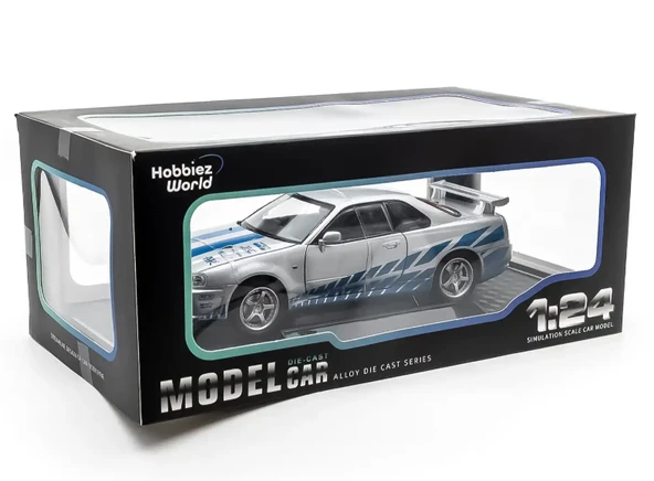 Hobbiez World Nissan Skyline Gt-r R34 Liberty Walk Gri - Gümüş ürün görseli 1