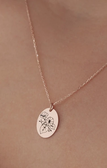 Doğum Çiçeği Gümüş Kolye Birth Flower Eylül Ayı Gündüz Sefası ürün görseli 1