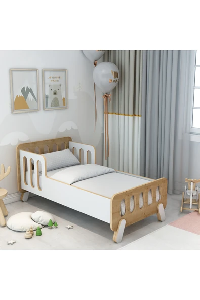 Jest Dekor Konsept Somfy Montessori Ahşap Bebek Yatağı/Çocuk Yatağı/ Demonte /70 cm x 140 cm ürün görseli 1