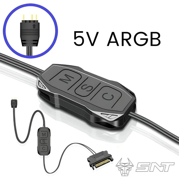 Snt Argb Denetleyici  5V 3pin Sata  Güç Beslemeli 1 Port ürün görseli 1