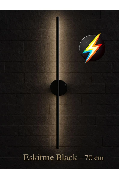 LUMINALED Modern Dekoratif Led Duvar Aplik 70 Cm Günışığı Siyah 1 Adet ( ELEKTİRİKLİ ) ürün görseli 1