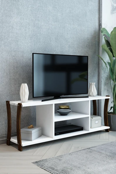 Jest Dekor Konsept Mila Beyaz Ahşap Tv Ünitesi, Televizyon Sehpası – Ergonomik Tasarım, 120x30 Cm, Demonte ürün görseli 1