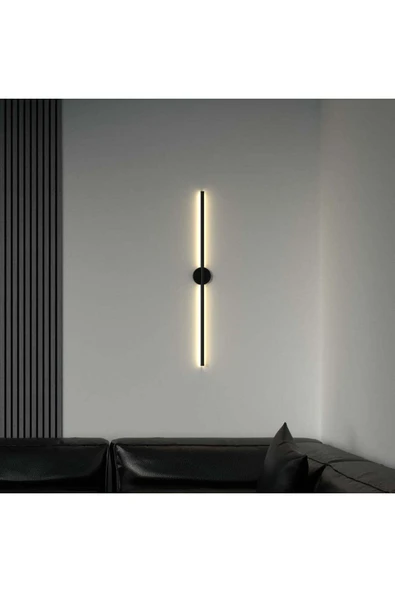LUMINALED Modern Dekoratif Led Duvar Aplik 70 Cm Günışığı Siyah 1 Adet ( PİLLİ ) ürün görseli 1