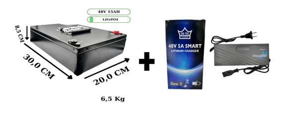 LİTYUM 48V 15 AH AKÜ + ŞARJ CİHAZI E-BİKE(4 ADEET 12-14 AKÜ YERİNE KULLANILABİLİR) ürün görseli 1