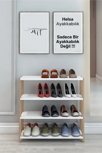 Jest Dekor Konsept Helsa Beyaz 4 Raflı Ahşap Ayakkabılık -çok Amaçlı Dekoratif Raf, Organizer - Demonte Ve Kolay Montaj ürün görseli 1