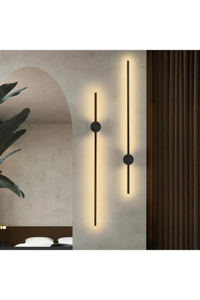 Mikro Aydınlatma Samsung Ledli Modern Dekoratif Duvar salon yatak odası Aplik Çubuk Tekli 80cm SiyahKasa GünIşığı ürün görseli 1