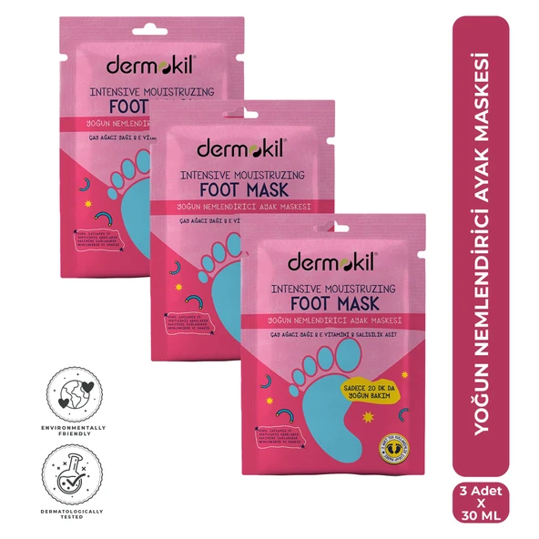 Dermokil Yoğun Nemlendirici Ayak Maskesi 30 ml x 3 Adet ürün görseli 1