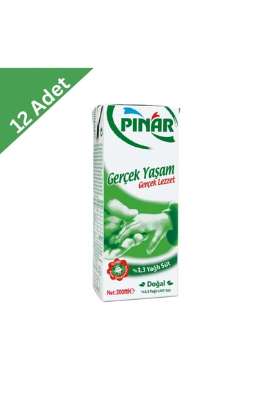Pınar Tam Yağlı Süt 200 ml x 12 Adet - Besleyici ve Pratik Pipetli Kutu Süt ürün görseli 1